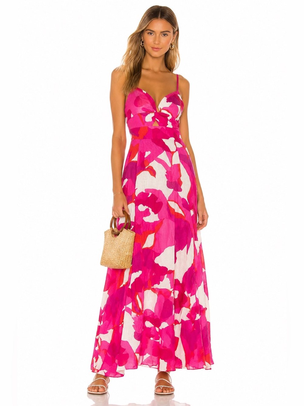 1. State Fuchsia and White Abstract Print Maxi Dress